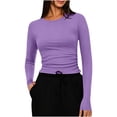 thumbnail image 5 of ATENAR Womens Tops,Tops for Women,Soft,Stretch Fabric,Warm,Comfort Fit,Purple,M, 5 of 7