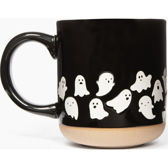 Taza Sweet Water Decor con diseño de fantasmas blancos y negros para Halloween, 420 ml