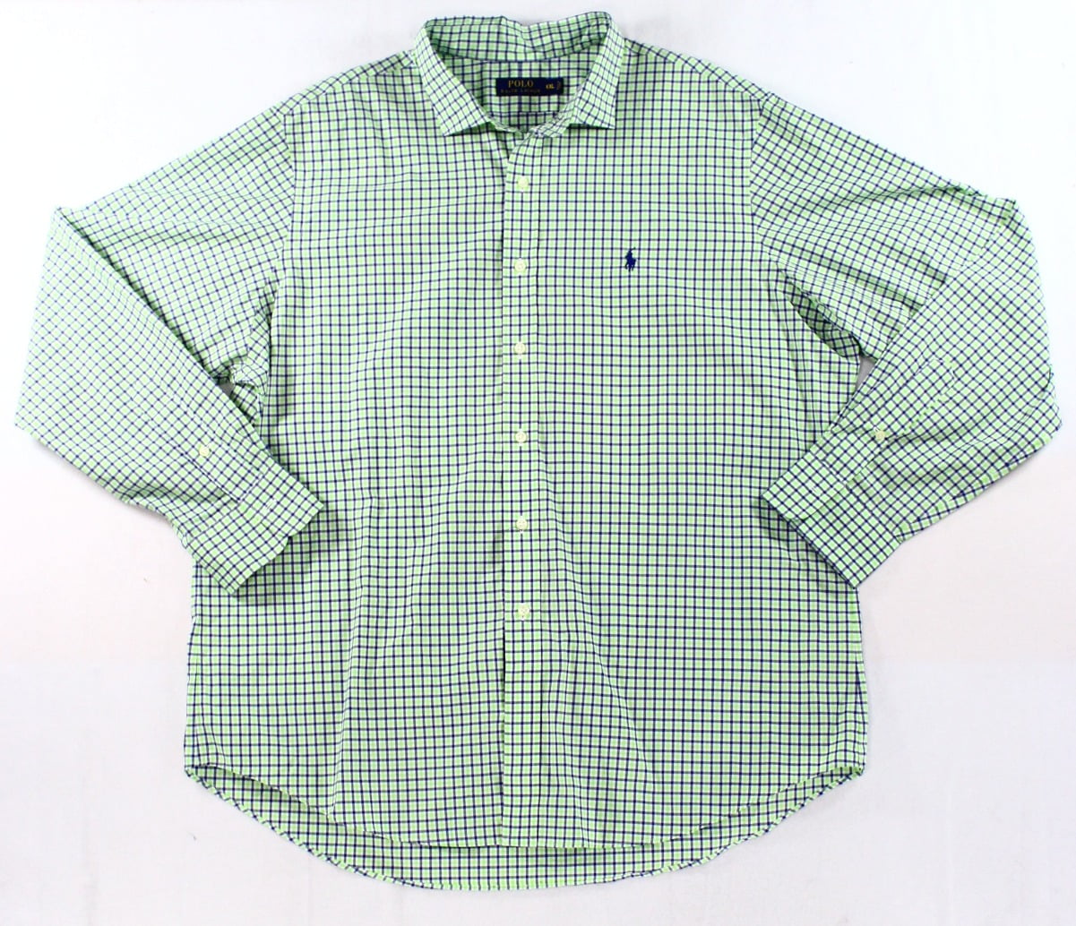 Polo Ralph Lauren Polo Ralph Lauren NEW Lime Green Mens 2XL Checkered Button Down Shirt