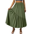 thumbnail image 5 of XuJwPNcy Skirts for Women Casual Elastic Waist Ruffle Maxi Skirt Soft Cotton Linen Summer Skirts with Pockets for Beach, 5 of 7