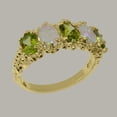 thumbnail image 3 of LBG British Made 9k Yellow Gold Natural Peridot & Opal Womens Eternity Ring - 33 size options - Size 11.75, 3 of 8