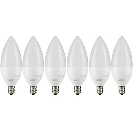 - Pack of 6 Sunlite CTF/LED/7W/E12/FR/D/ES/27K LED Torpedo Tip Chandelier 7W (60W Equivalent) Light Bulb Candelabra (E12) Base, 2700K Soft White