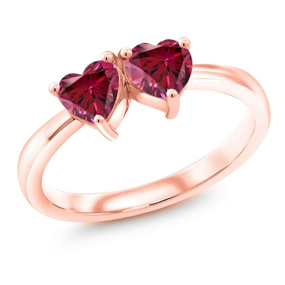 Gem Stone King 18K Rose Gold Plated Silver Fashion Right-Hand Ring 5mm Set with Red Zirconia (Size 5)
