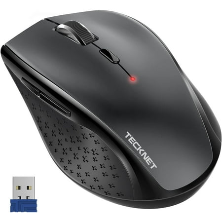TECKNET Mouse, 2.4G USB Computer Mouse with 6-Level Adjustable 3200 DPI, 30 Months y, Ergono Grips, 6