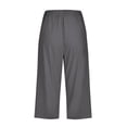 thumbnail image 5 of Casual Womens Capri Pants Loose Straight Wide Leg 3/4 Length Summer Lounge Elastic Waist Trousers, L #02 Gray, 5 of 7