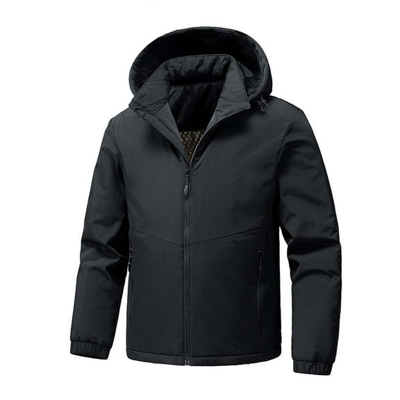 FDGIU Men's Winter Puffer Jacket - Hood Windproof Thermal Long Coat for Cold Weather