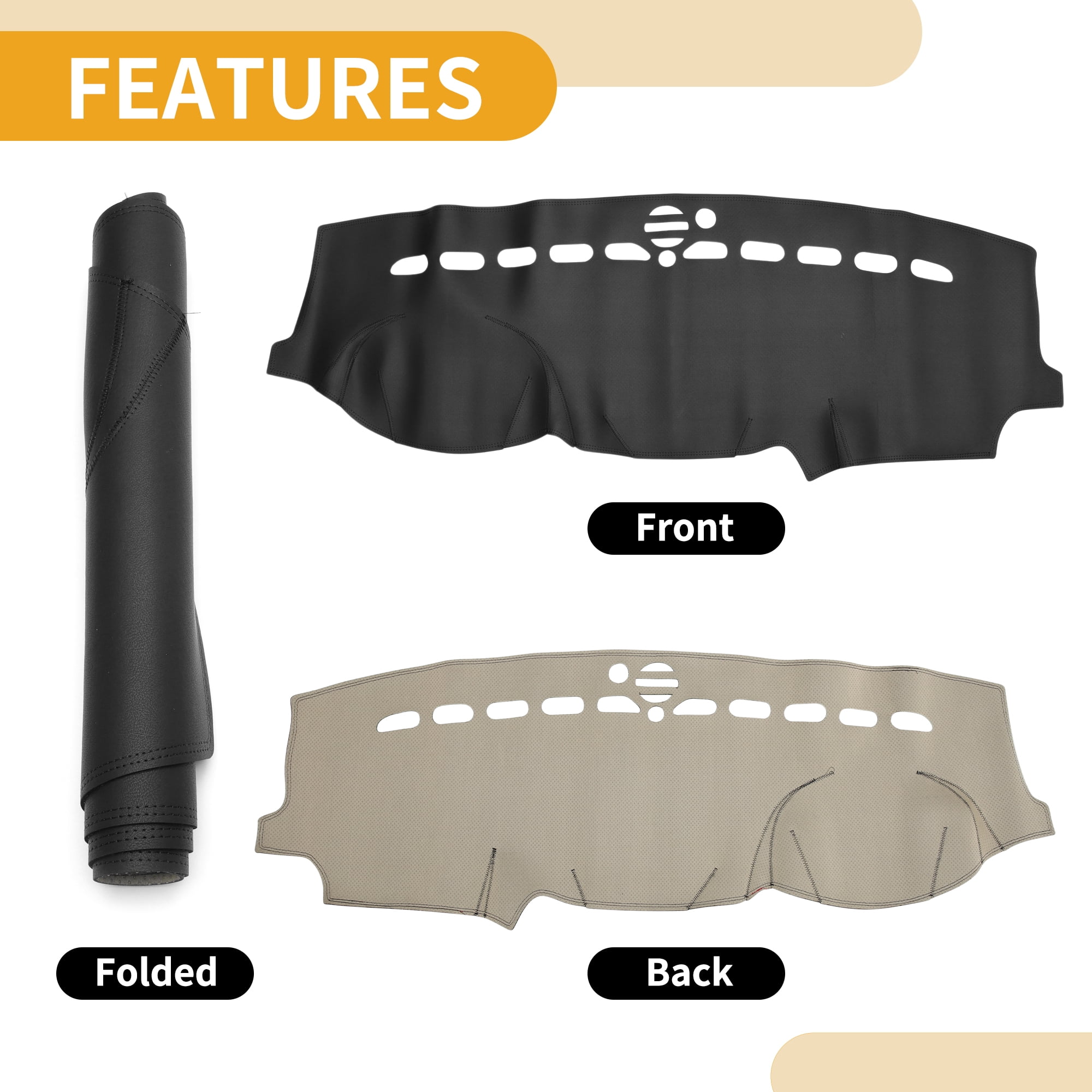 Dashboard Cover Dash Cover Mat Carpet for Jeep Grand Cherokee 2011-2021 Black Faux Leather 1 Pc Anti-Slip Car Interior