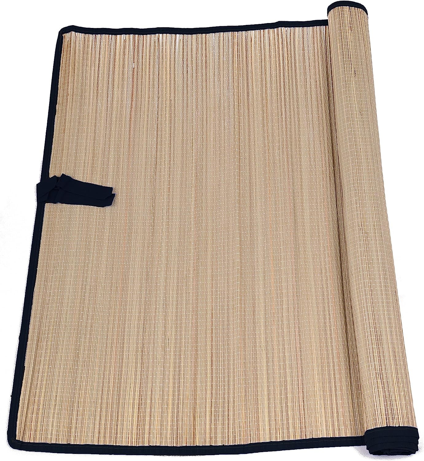 Natural Straw Summer Beach Mats W Colored Trim Favor, Black 69"X27.5" Party