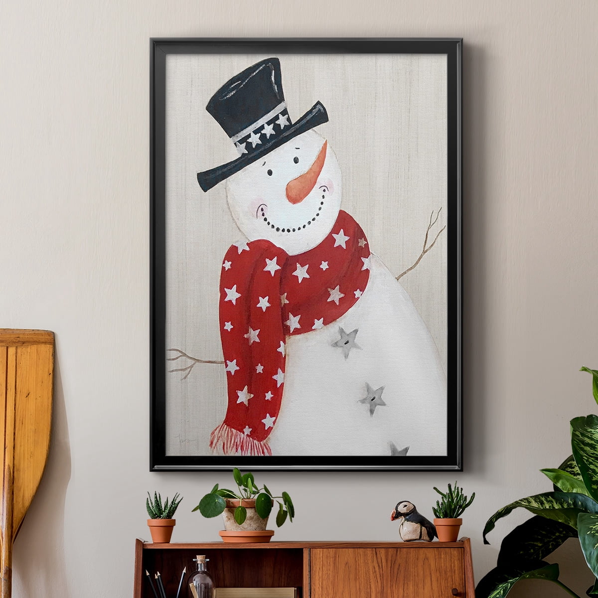 Festive Snowman I Premium Classic Framed Print - Ready to Hang