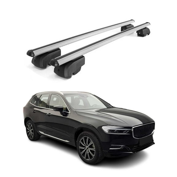 Lockable Roof Rack Cross Bars Luggage Carrier for Volvo XC60 2018-2025 Gray 2Pcs