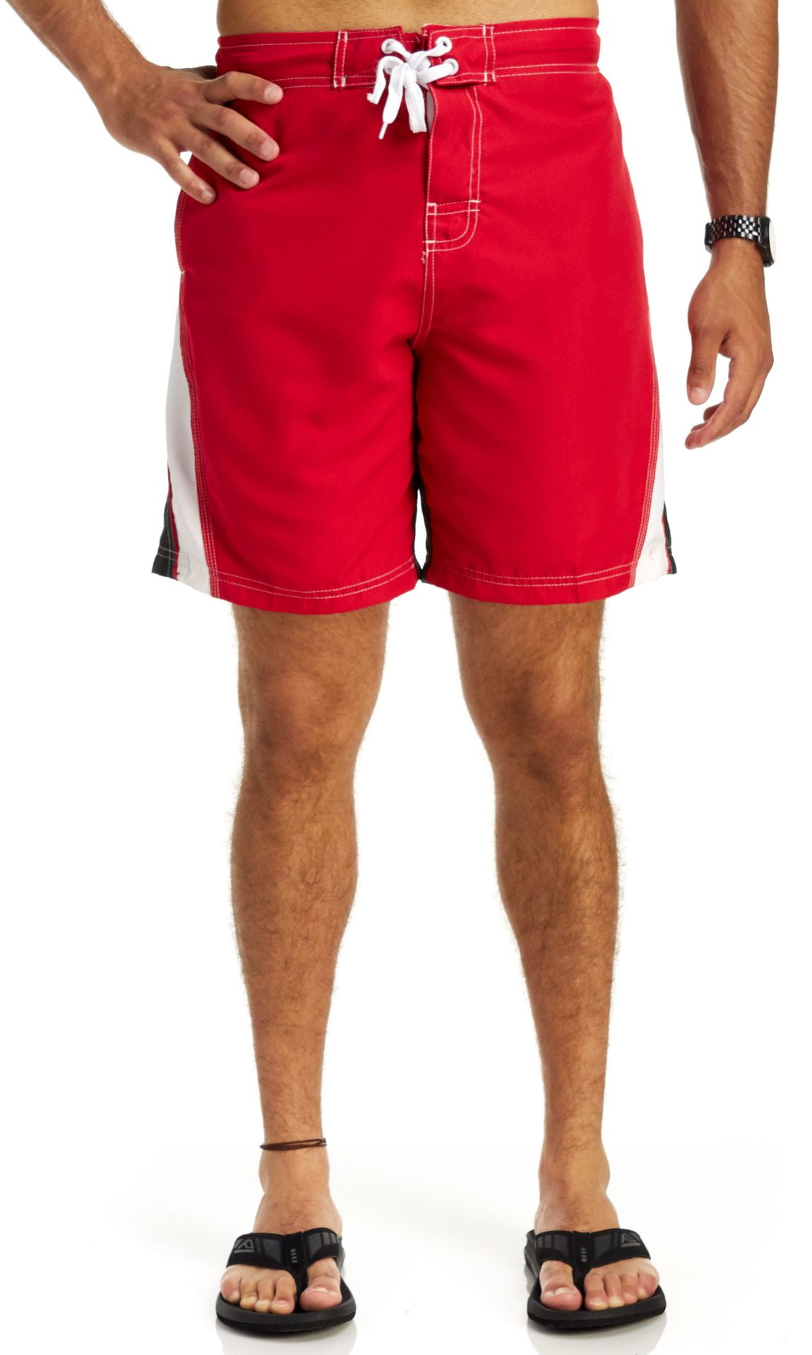Stripesboard Swim Shorts, Red 