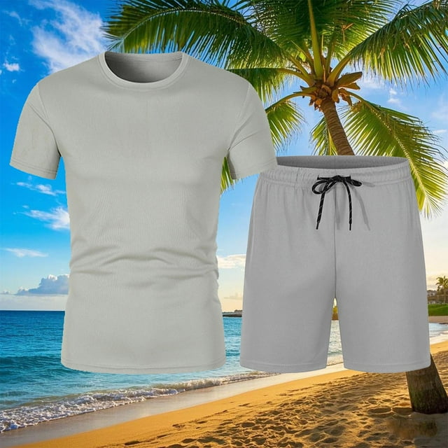 Weiqiqre Ensemble 2 Pcs pour Hommes T-Shirt à Manches Courtes Col Rond et Shorts à Cordon de Serrage Survêtement