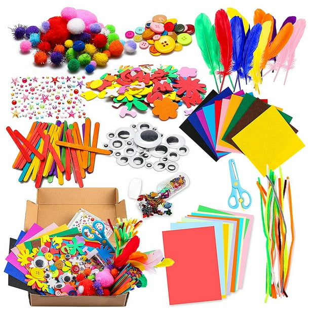 Hvxrjkn 1000 Pzas de Suministros de Artes y Manualidades para Niños de 4 5 6 7 8 9 Manualidades DIY Escuela Jardín de Infantes Artesanías Navideñas
