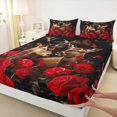 thumbnail image 3 of Feelyou 3D Reindeer Moose Bed Sheets for Women, Rustic Red Rose Flower King Sheets, Anniversary Theme Sheet Set, Microfiber Bedroom Decor, 4pcs, 3 of 7