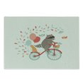 thumbnail image 1 of Cartoon Cutting Board, Happy Raccoon Riding a Bicycle with Cat Balloons and Birds on Teardrop Background, Decorative Tempered Glass Cutting and Serving Board, Small Size, Multicolor, by Ambesonne, 1 of 1