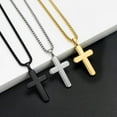 thumbnail image 2 of IEFSHINY Cross Necklace for Men Silver Black Gold Stainless Steel Cross Pendant Necklace for Men Women, 2 of 6