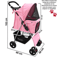thumbnail image 4 of Carriola para Mascotas Cochecito para Perros y Gatos Pequeños - Medianos Plegable Cesta de Almacenamiento Ruedas con Freno - Rosa, 4 of 7