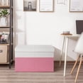 thumbnail image 5 of Large Toy Storage Box with Lids, Collapsible Sturdy Baby Storage Organizer Chest Bin Basket for Kids, Boys, Girls, Playroom, Nursery, Bedroom, Closet 25"x13"x16" (Pink & White）, 5 of 6