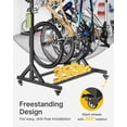 thumbnail image 6 of monTEK Freestanding Bike Storage Rack for 5 Bikes, Heavy-Duty Vertical Bike Stand Holds 350 lb, Adjustable Height Garage Bike Rack with 5 Bike Hooks, 6 Storage Hooks & Locking Casters, 6 of 9