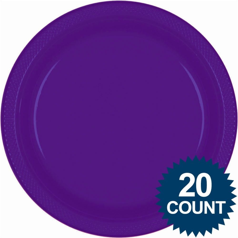 Purple 10" Plastic Dinner Plates (20 Count)