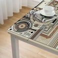 thumbnail image 4 of nygtbtfer , Reusable Table Cloth Round Fitted Vinyl Tablecloth with Elastic Edged for Parties Outdoors,Abstract Minimalist Texture Brown, 4 of 7