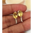 thumbnail image 2 of Natural Citrine Stud Earrings-November Birthstone Vintage Earrings-Unique Earrings For Her-Birthday Gift For Mom-925 Solid Sterling Silver, 2 of 7