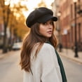 thumbnail image 4 of Women's Cotton Cabbie Hat Warm Adjustable Octagonal Cap for Winter Outdoor Casual Daily Wear Soft Headwear, 4 of 8