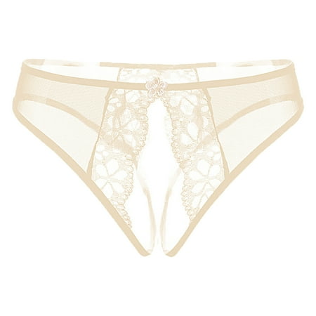

Sebtyili Womens Lingerie T Shaped Open File Thong Ladies Lace Low Waist Panties