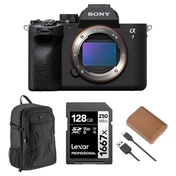Sony Sony Alpha a7 IV Full Frame Mirrorless Interchangeable Lens Digital 4K Camera, Black - Bundle with 128GB SD Memory Card, Camera Backpack, Extra Battery