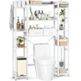 thumbnail image 6 of Over The Toilet Storage with 2 Drawers - iSunirm 11 Tier Bathroom Organizer Freestanding Space Saver Storage Rack with Adjustable Shelf & 4 Hooks for Restroom, Laundry, White, 6 of 7