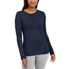 JM Collection Women's Button Cuff Crewneck Sweater Blue Size Medium