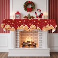 thumbnail image 2 of Christmas Red Fireplace Mantle Scarf, Winter Xmas House Star Candy Snowflake Mantel Cover Table Runner for Home Living Room Door Window, Indoor Outdoor Holiday Party Decor 17" x 60", 2 of 8