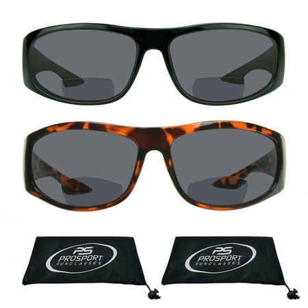 proSPORT Bifocal Sun Reader Sunglasses for Men and Women. Sporty Wraparound Full Frame with Nearly Invisible Line