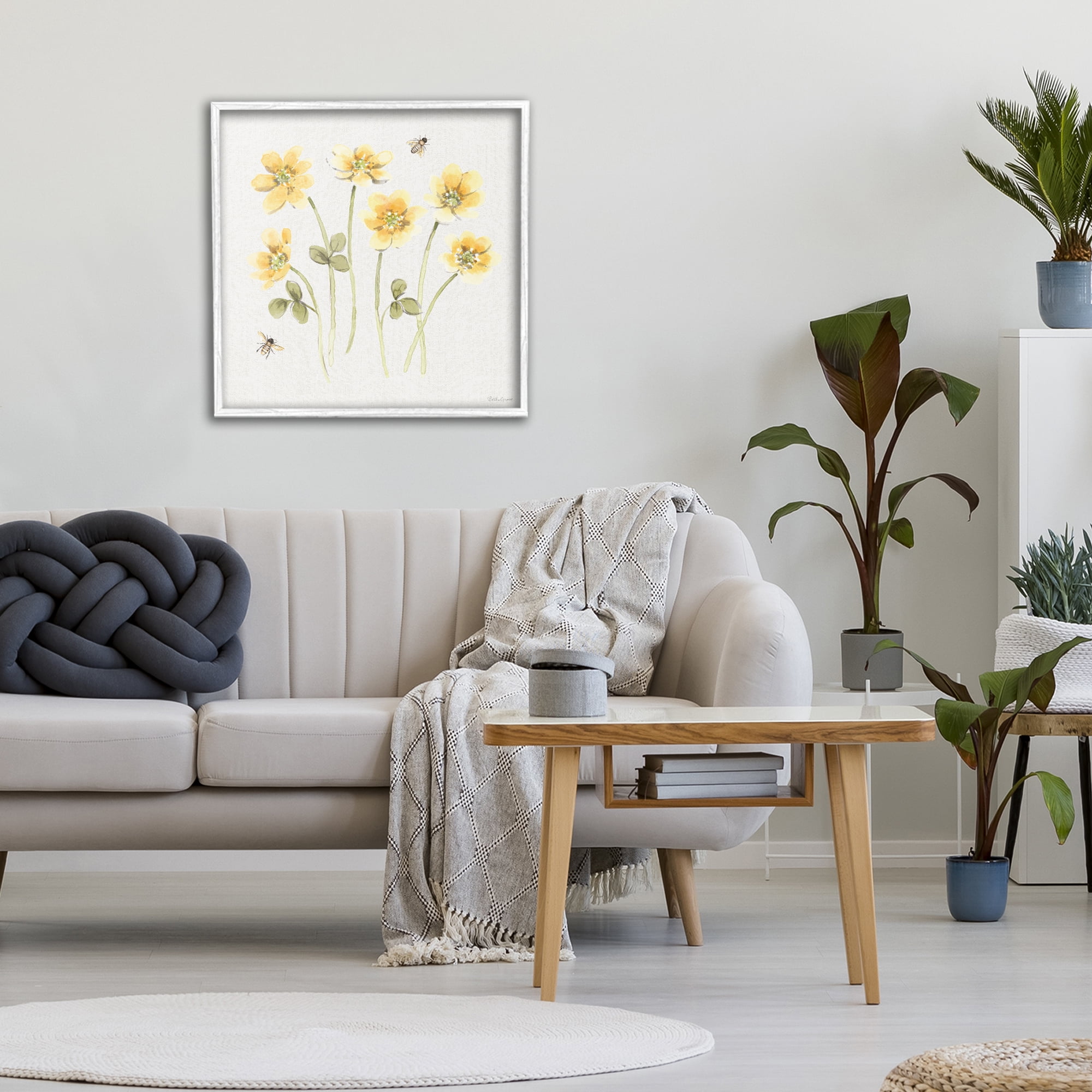 Stupell Industries Sweet Honey Wildflowers White Framed Giclee Art, design by Beth Grove