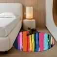 thumbnail image 3 of Round Rugs 3 Ft, Colorful Striped Non Slip Area Rugs for Kitchen Bedroom Entryway, Modern Rainbow Abstract Graffiti Art Washable Carpet Runner Rug Floor Mats for Bedroom Home Decor, 3 of 9