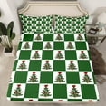 thumbnail image 2 of Feelyou Teens Xmas Tree Bed Sheets, Merry Christmas King Sheets, Cartoon Buffalo Geometric Sheet Set, Luxury Bedroom Decor, 4-Piece, 2 of 7