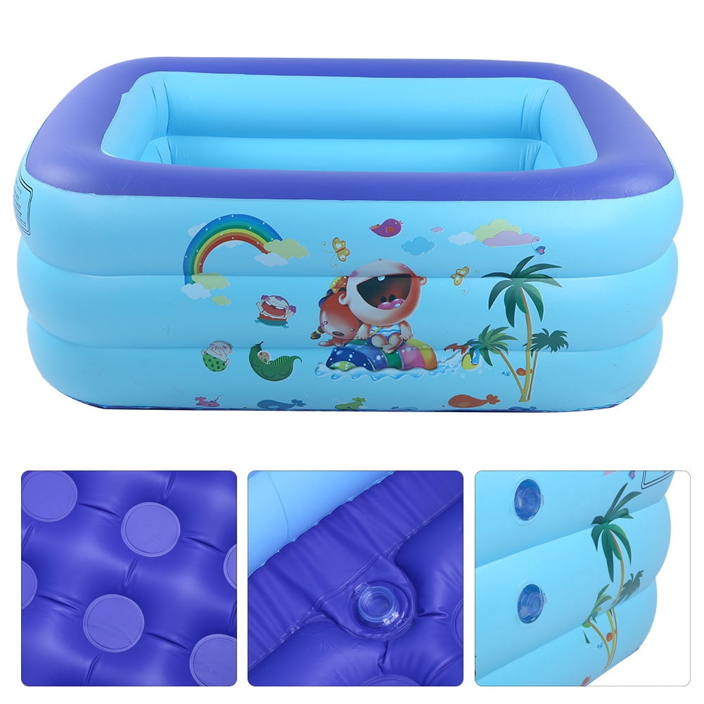 Rewera 125x95x48cm 3‑Circle Portable Home Garden Courtyard Inflatable Swimming Pool for Children Kid