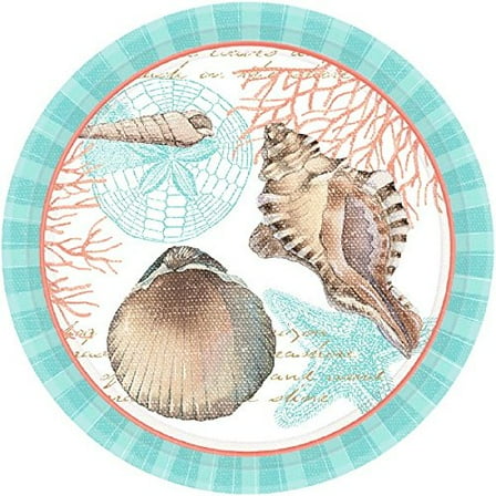 By the Sea Ocean Seashells Summer Luau Theme Party 7" Paper Dessert Plates