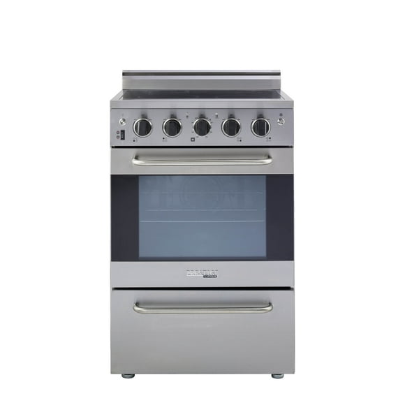 Unique Prestige 24" 2.3 cu/ft Freestanding Electric Range with Convection Oven in Stainless Steel