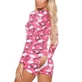thumbnail image 2 of LMLYSoH Women's Sexy High Waist Playsuit, Casual Pattern Printing Romper, Long Sleeve Short Pants Home Clothing, 2 of 9
