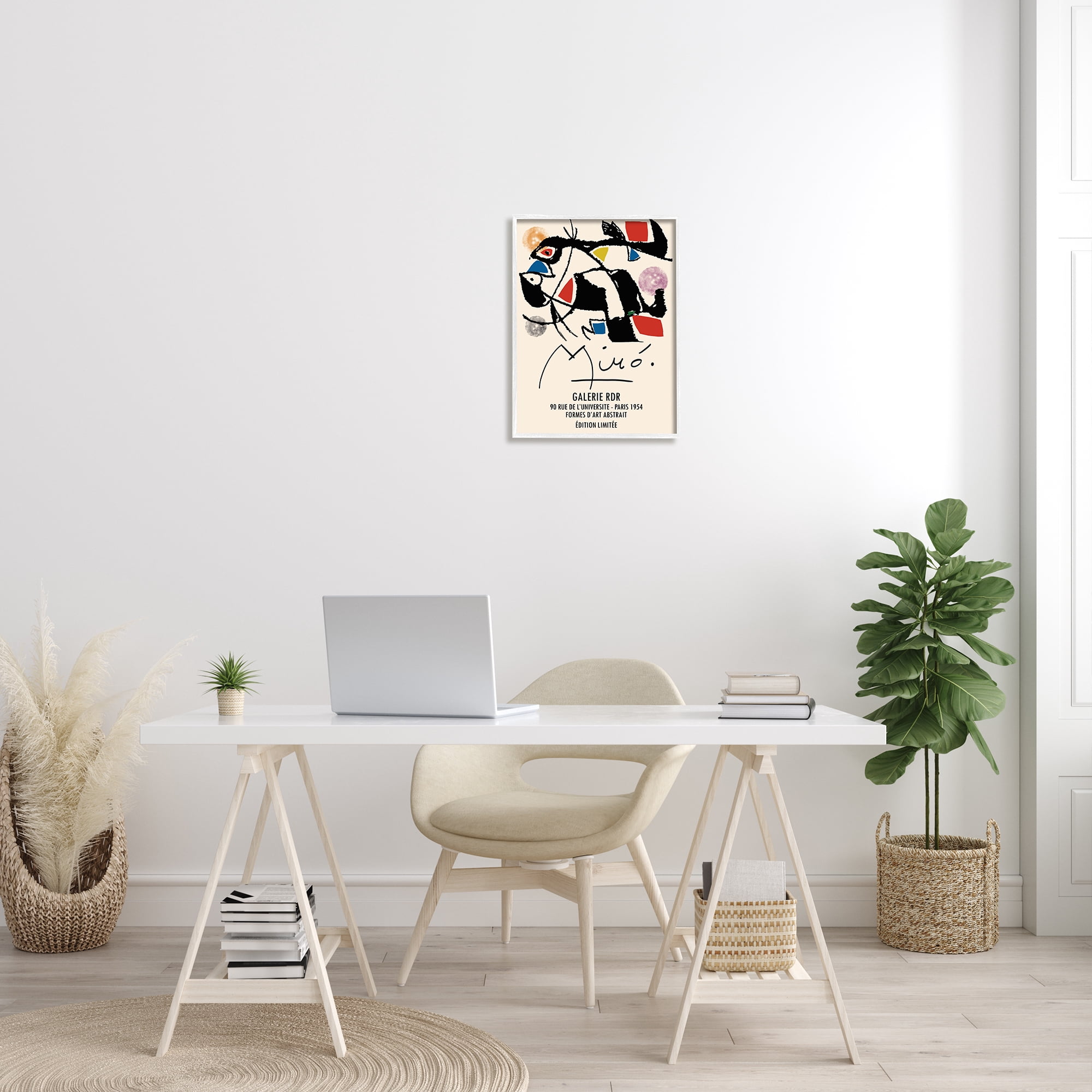 Stupell Industries Miro Traditional Abstract Painter Geometric Design Blue Red Modern Painting White Framed Art Print Wall Art, 16 x 20, Design by Ros Ruseva