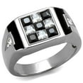 thumbnail image 1 of Alamode TK2663-11 Hommes Haute Bague en Acier Inoxydable Poli avec AAA Grade CZ en Jet - Taille 11, 1 of 1