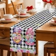 thumbnail image 5 of Table Runner - 60 Inch Long, Spring Gnomes Kitchen Dining Table Runner Dresser Scarves, Botanical Rose Leaves Black Buffalo Plaid Farmhouse Decor for Coffee Tables Wedding Party Banquet, 5 of 8
