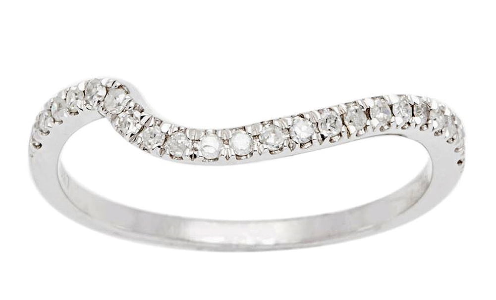 10k White Gold Curved Diamond Wedding Band (1/5 cttw, I-J Color, I2-I3 Clarity)