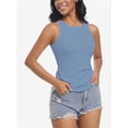 thumbnail image 3 of Women's Crewneck Racerback Ribbed Tank Tops Summer Basic High Neck Sleeveless Slim Fit Crop Tops, 3 of 4