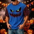 thumbnail image 4 of Fabrcox S-4XL Halloween Men's&nbsp;shirts Funny Ghost Pumpkin Cat Mens Graphic T Shirts Fall Winter Festival Corduroy Raglan Men Short Sleeve Shirt Blue XL, 4 of 7