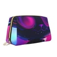 thumbnail image 2 of Picia Neon Toy Cat Reflections Print Leather Makeup Bag Make Up Bag Travel Toiletry Bag for Her Girlfriend Teacher Teen Girl Gifts, 2 of 8