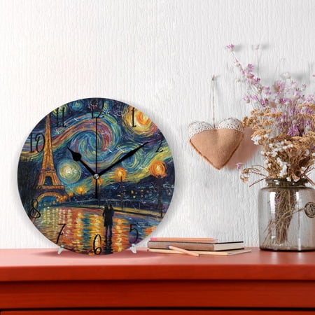 10 Quartz Indoor Wall Clock Silent Mechanism / Eiffel Tower under The Stars