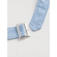 thumbnail image 4 of Blue Mid-Length Shirt Dress With Notch Lapel, Belted Waist, And Short Sleeves, 4 of 5