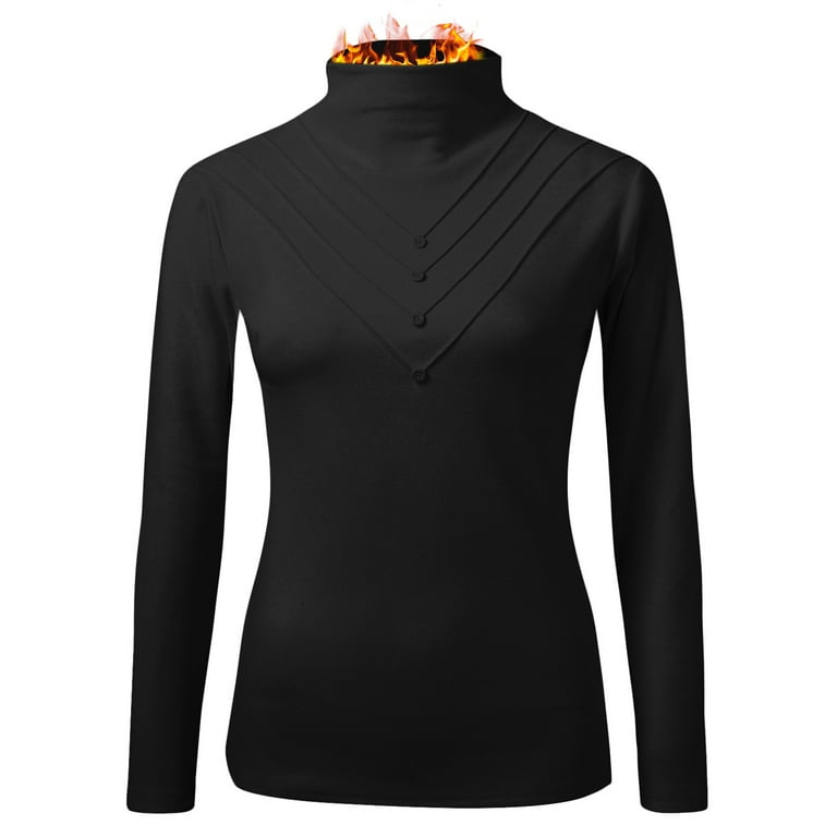 DuoJiaJ Long Sleeve Thermal Shirts For Women Crew Neck Fleece